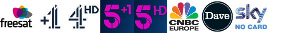 Channel 4 +1, Channel 4 HD, Channel 5 +1, Channel 5 HD, CNBC, Court TV, Dave