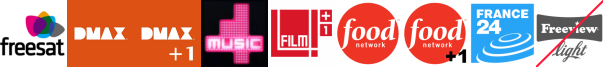 DMAX, DMAX +1, E4 Extra, Film4 +1, Food Network, Food Network +1, FRANCE 24 (in English)