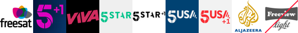 5  1, 5Action, 5STAR, 5STAR +1, 5USA, 5USA +1, Al Jazeera English