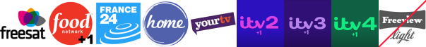 Food Network +1, FRANCE 24 (in English), HGTV, HobbyMaker, ITV2 +1, ITV3 +1, ITV4 +1