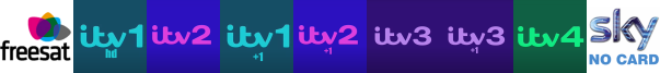 ITV 1 HD, ITV 2, ITV1 +1, ITV2 +1, ITV3, ITV3 +1, ITV4