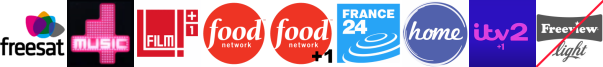 E4 Extra, Film4 +1, Food Network, Food Network +1, FRANCE 24 (in English), HGTV, ITV2 +1