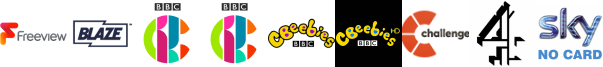 Blaze, CBBC, CBBC HD, CBeebies, CBeebies HD, Challenge, Channel 4  (Wales) 
