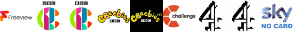 CBBC, CBBC HD, CBeebies, CBeebies HD, Challenge, Channel 4  (Wales) , Channel 4 (SD) 