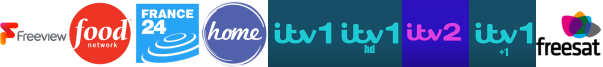 Food Network, FRANCE 24 (in English), HGTV, ITV 1 (SD) , ITV 1 HD , ITV 2, ITV1 +1 