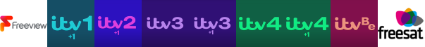 ITV1 +1 , ITV2 +1, ITV3, ITV3 +1, ITV4, ITV4 +1, ITVBe