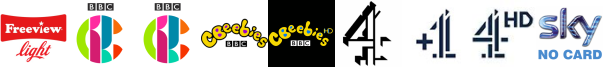 CBBC, CBBC HD, CBeebies, CBeebies HD, Channel 4 (SD) , Channel 4 +1, Channel 4 HD