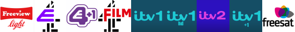 E4, E4 +1, Film4, ITV 1 (SD) , ITV 1 HD , ITV 2, ITV1 +1 