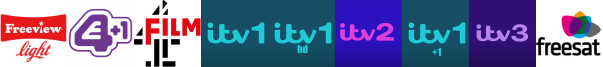 E4 +1, Film4, ITV 1 (SD) , ITV 1 HD , ITV 2, ITV1 +1 , ITV3