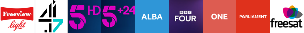4seven, 5 HD, 5SELECT, BBC Alba HD , BBC Four HD, BBC One HD, BBC Parliament