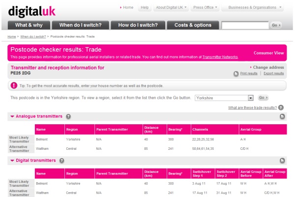 Digital UK trade view example