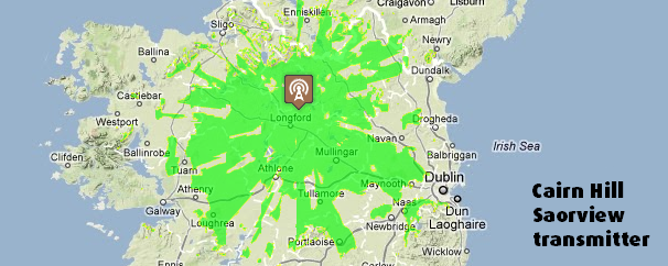 Cairn Hill Saorview transmitter map example