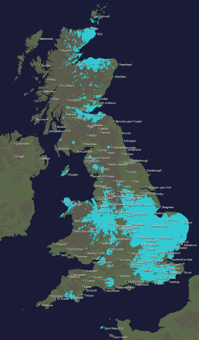 Areas that need a new aerial after switchover